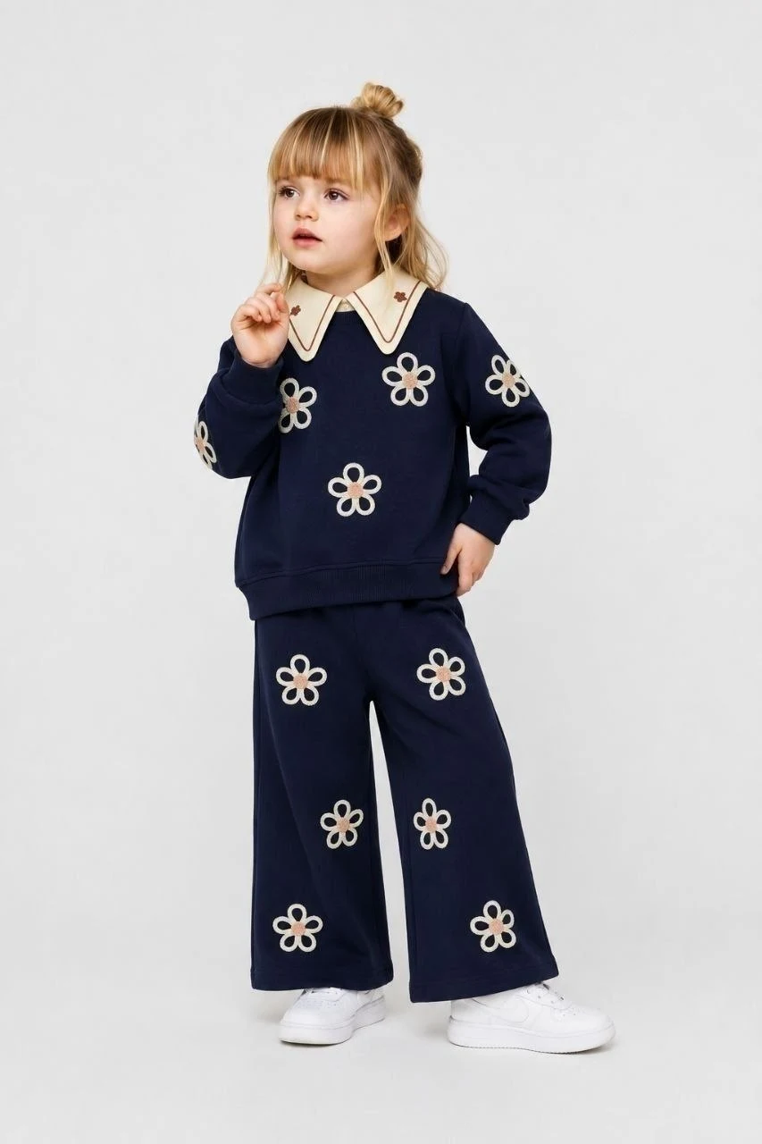 Floral Detail Children’s Matching Set — 8824