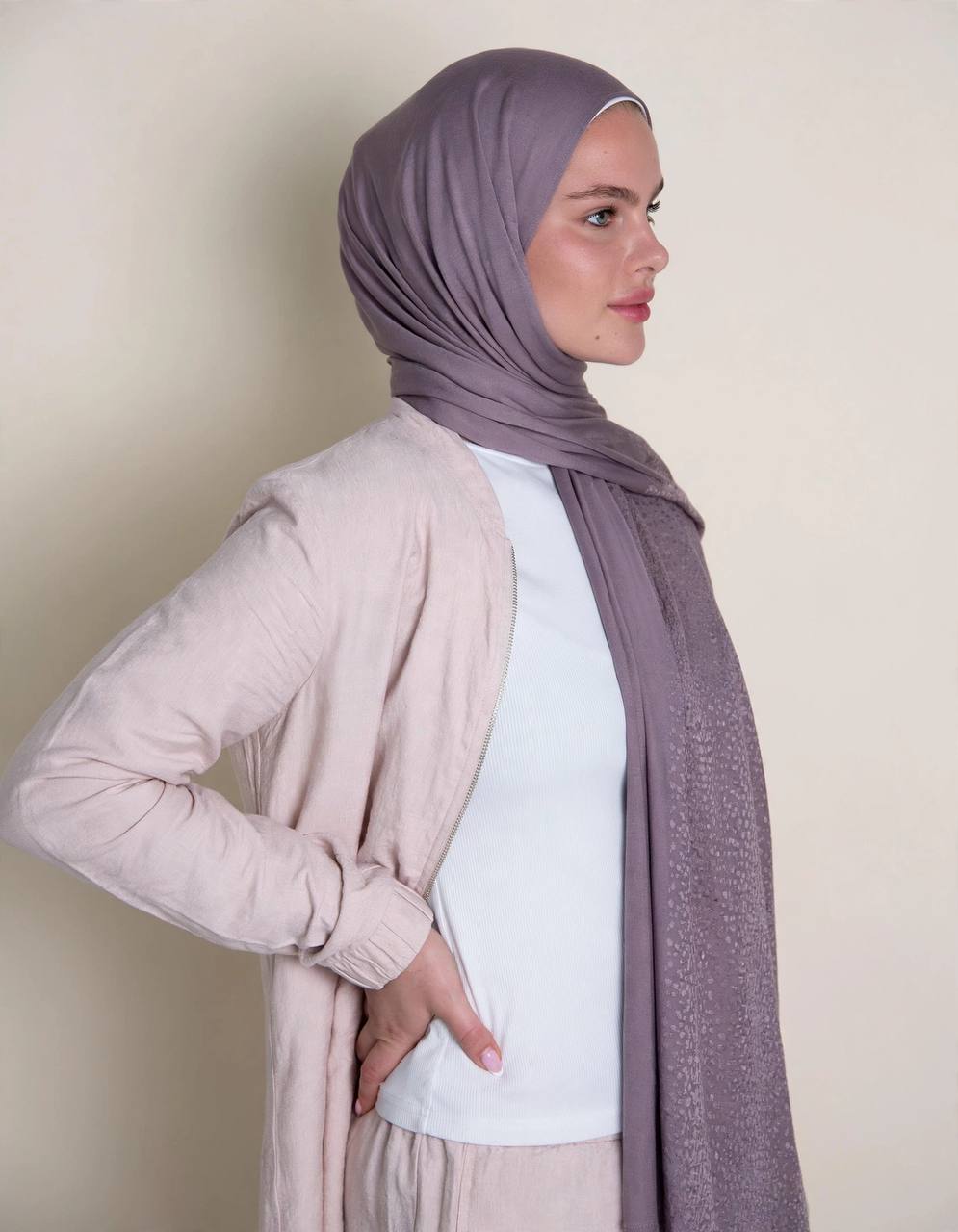 Textured Jacquard Jersey Hijab — F28372