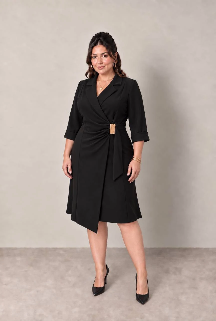 Plus Size Scuba Crepe Wrap Dress — 3 Piece Wholesale Pack