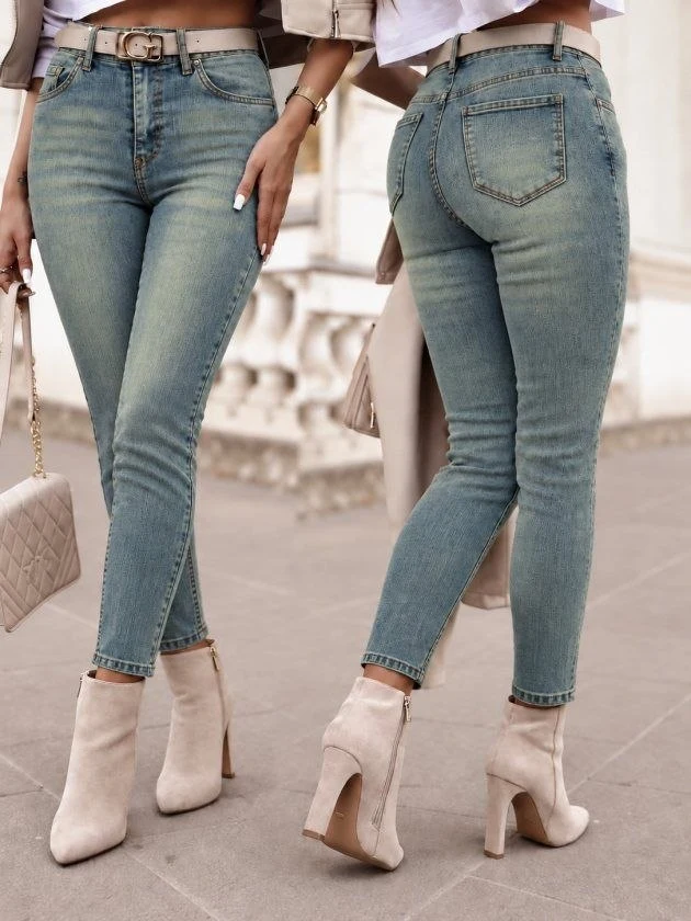 High-Waist Denim Trousers with Pockets — 33015