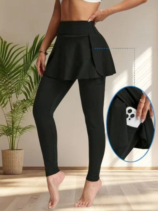Women’s High-Waist Skirted Leggings with Pockets — 4696