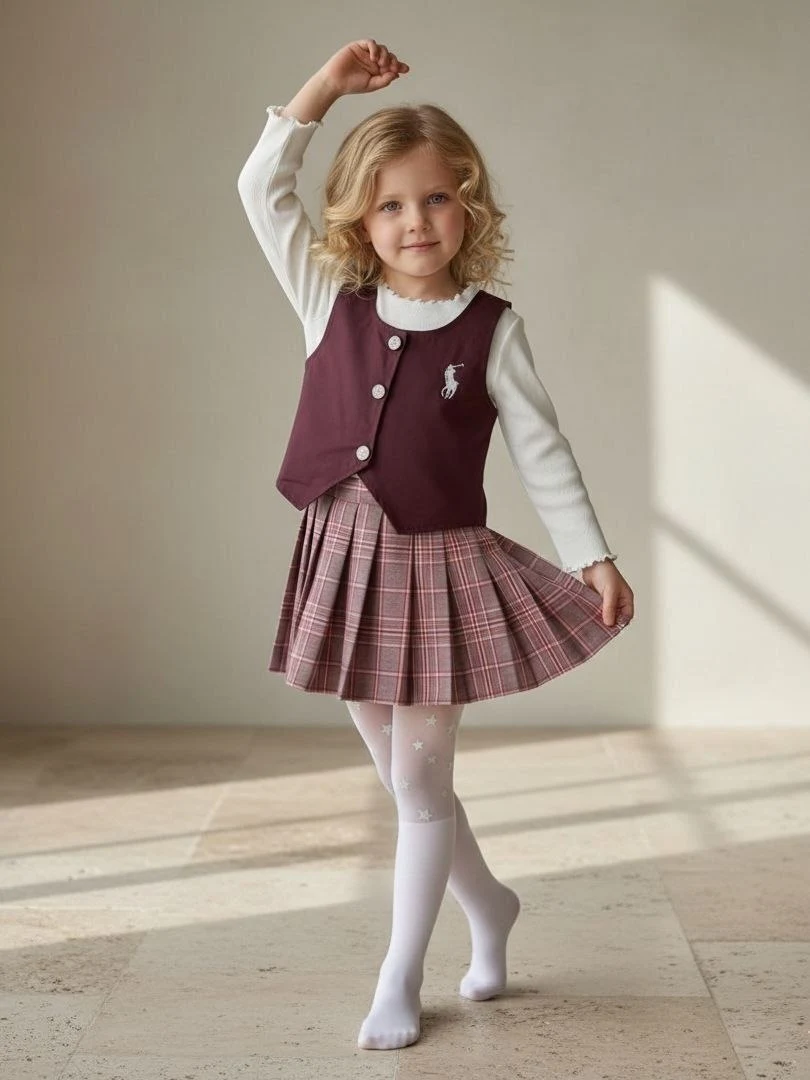 Pleated Detail 3-Piece Children’s Matching Set — 8509