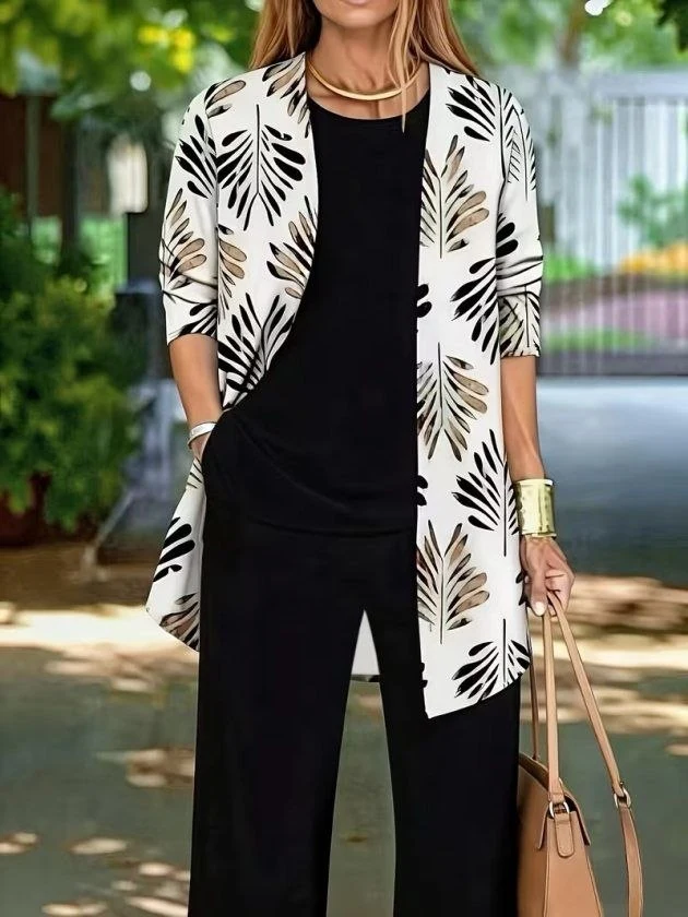 Women’s Three-Piece Printed Jacket and Trousers Set — 62734