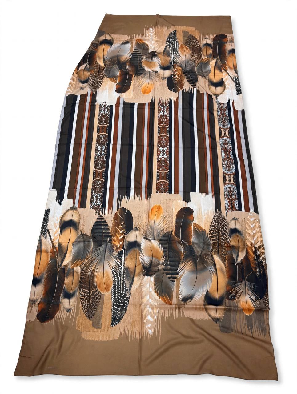 Feather-and-Stripe Print Scarf — F28524