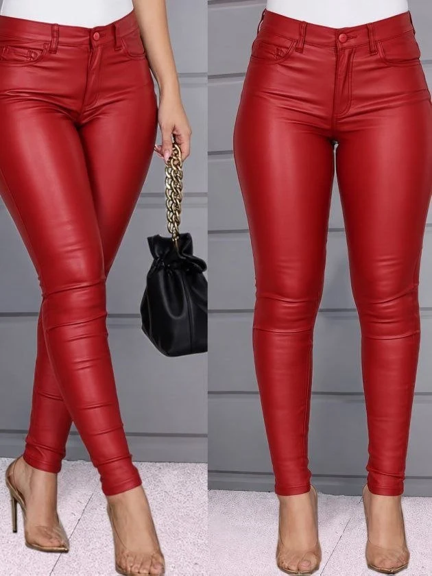 Women’s Leather-Look Skinny Trousers — 46261