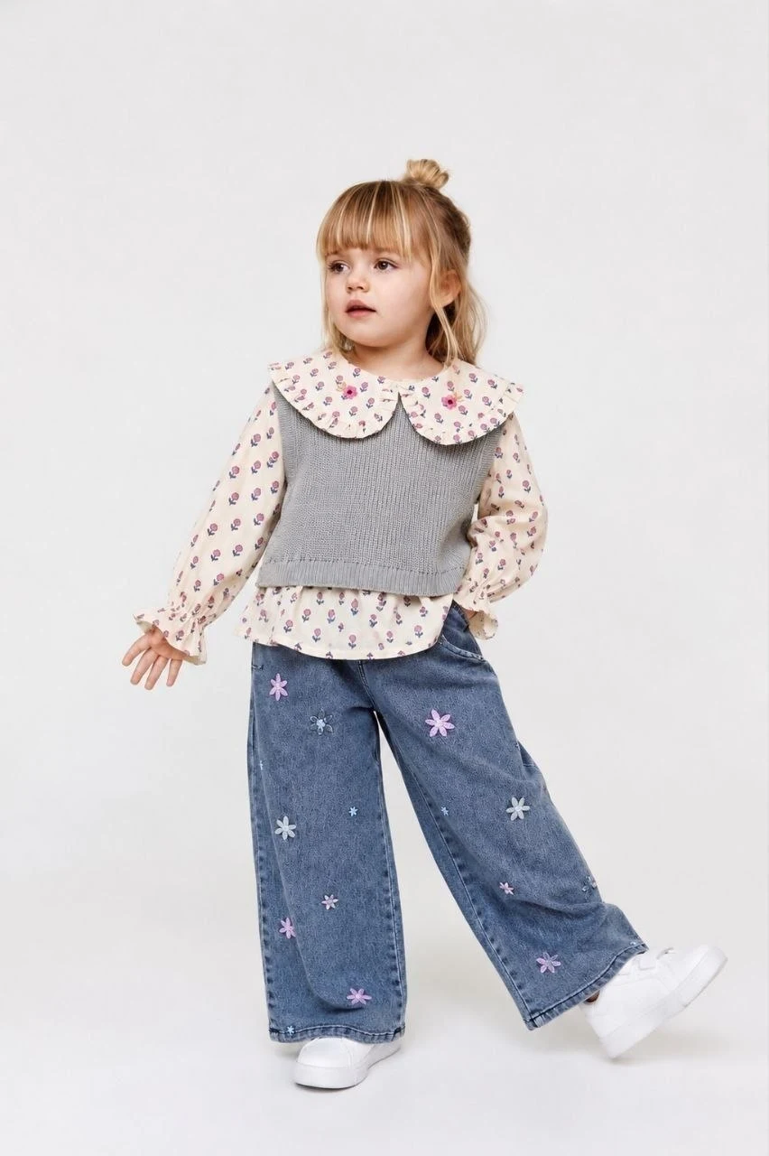 Embroidered Detail Children’s Matching Set — 8613