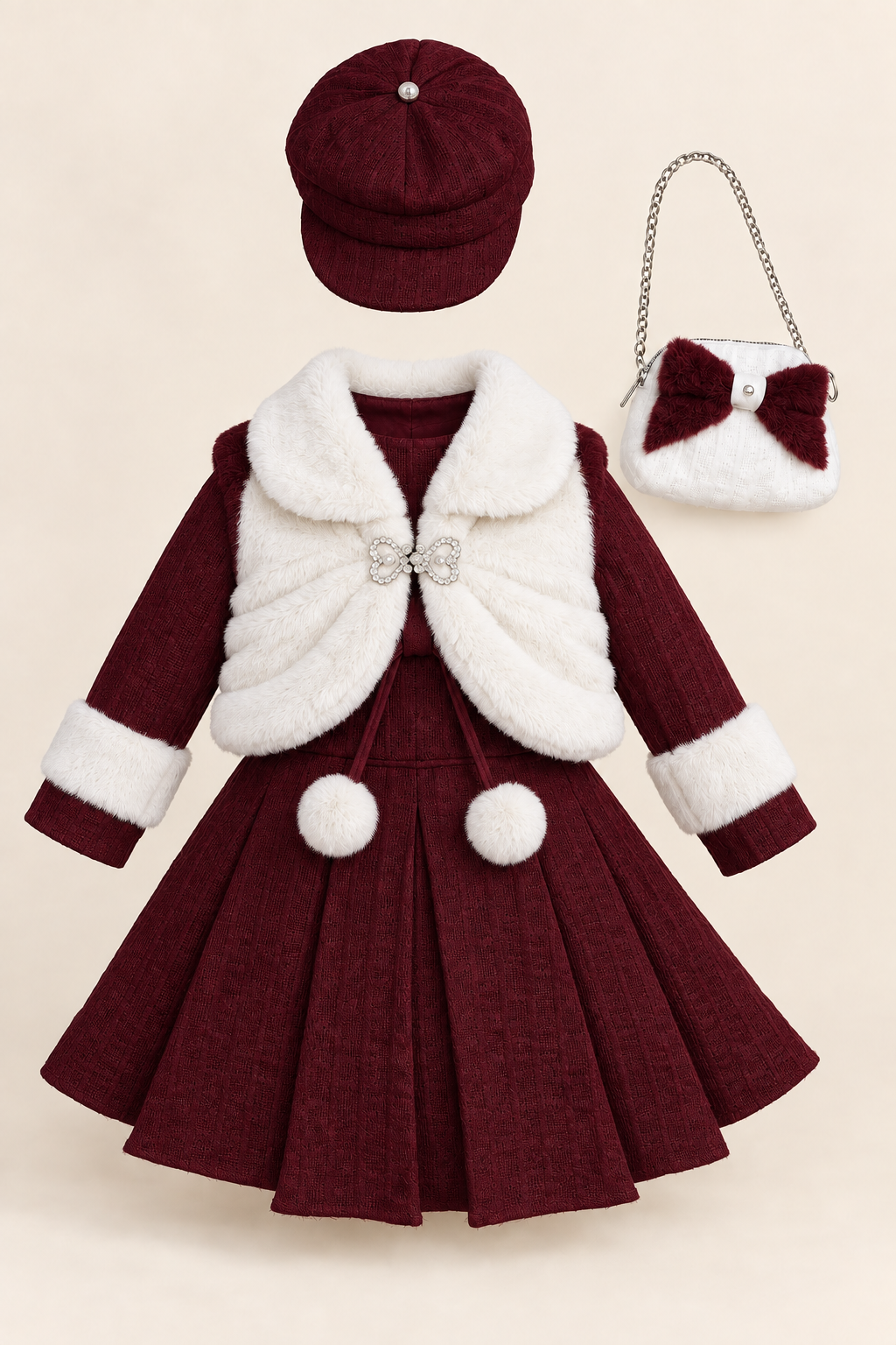 عنابي وأبيض / Burgundy & white / Bordo ve beyaz — AI-generated styling