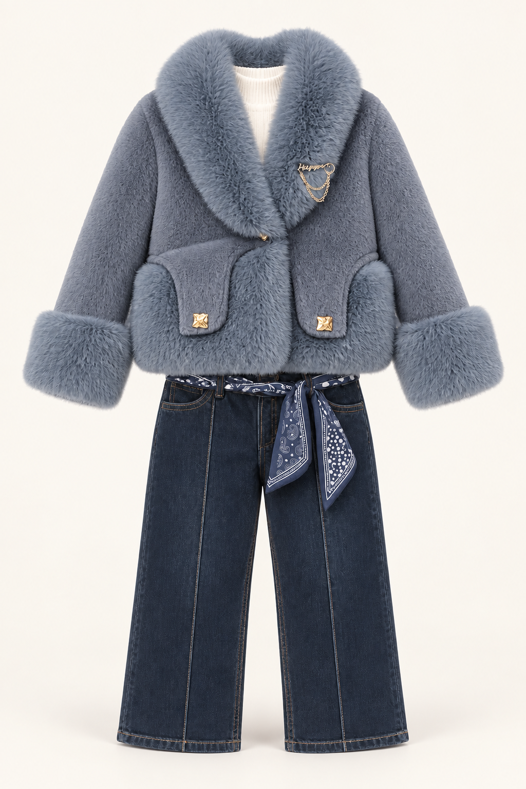 أزرق وجينز / Slate blue & denim / Duman mavisi ve denim — AI-generated styling
