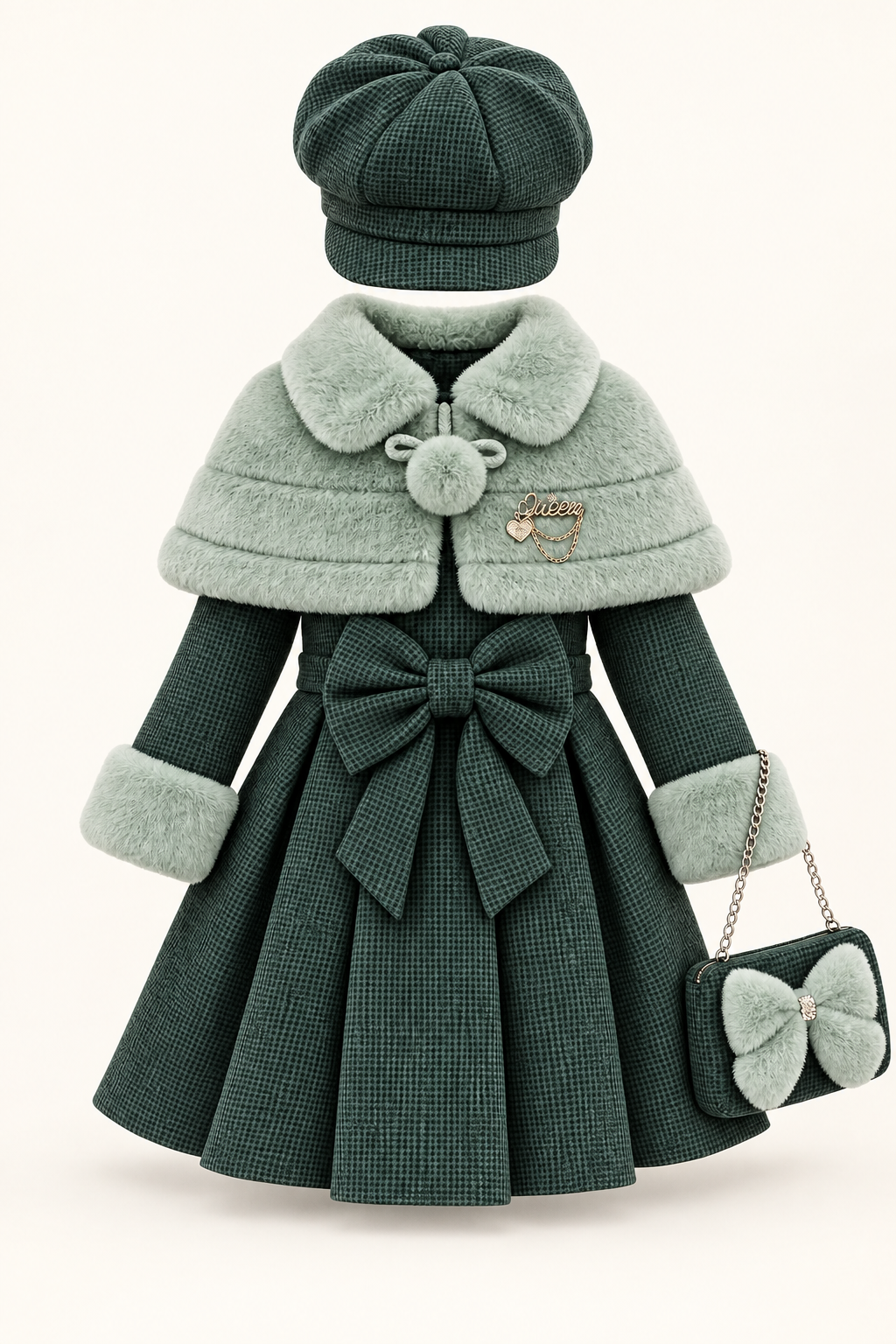 أخضر زمردي وسلمون / Forest green & sage / Zümrüt yeşili ve adaçayı — AI-generated styling