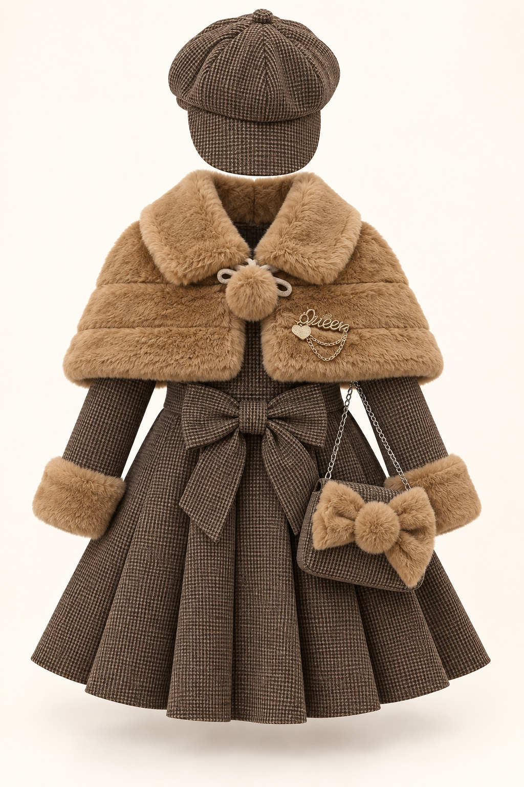 بني داكن وجملي / Dark brown & camel / Koyu kahve ve deve tüyü — AI-generated styling