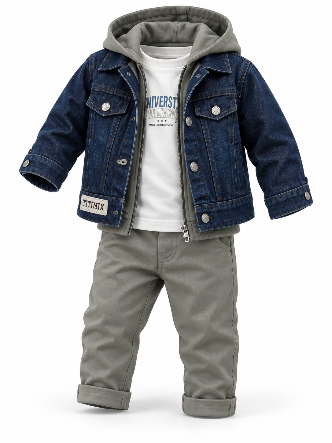 كحلي ورمادي مخضر / Navy with gray-green lining and gray-green trousers / Lacivert ve gri-yeşil — عرض ثلاثي الأبعاد
