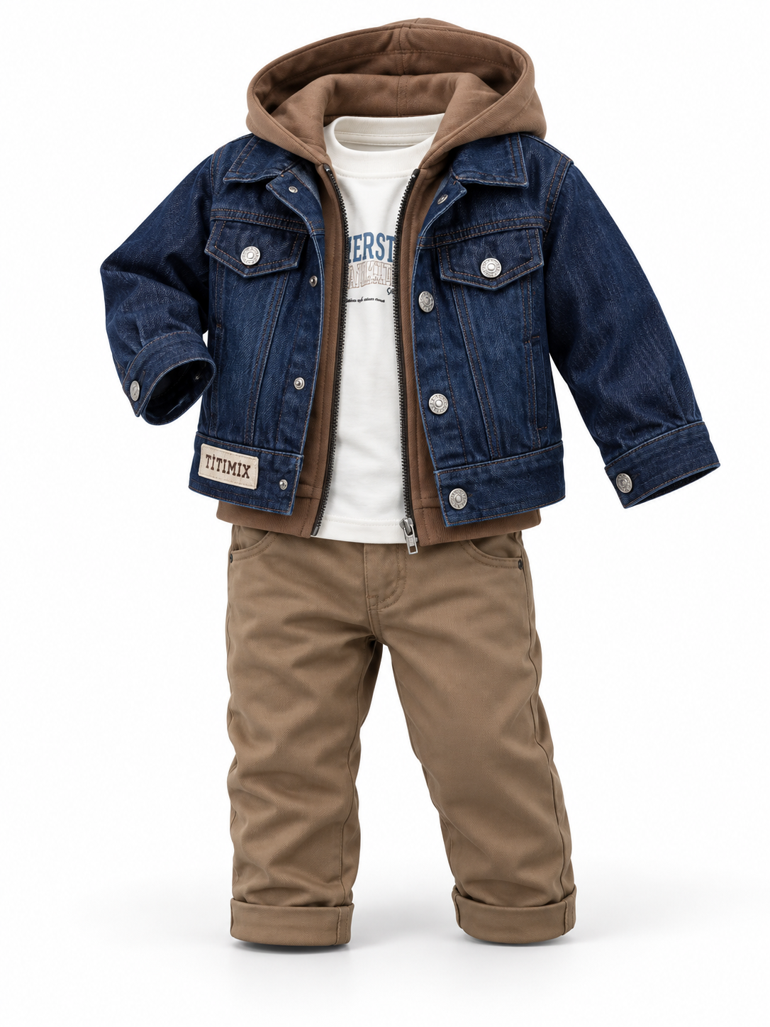 كحلي وبني / Navy with brown lining and brown trousers / Lacivert ve kahverengi — عرض ثلاثي الأبعاد