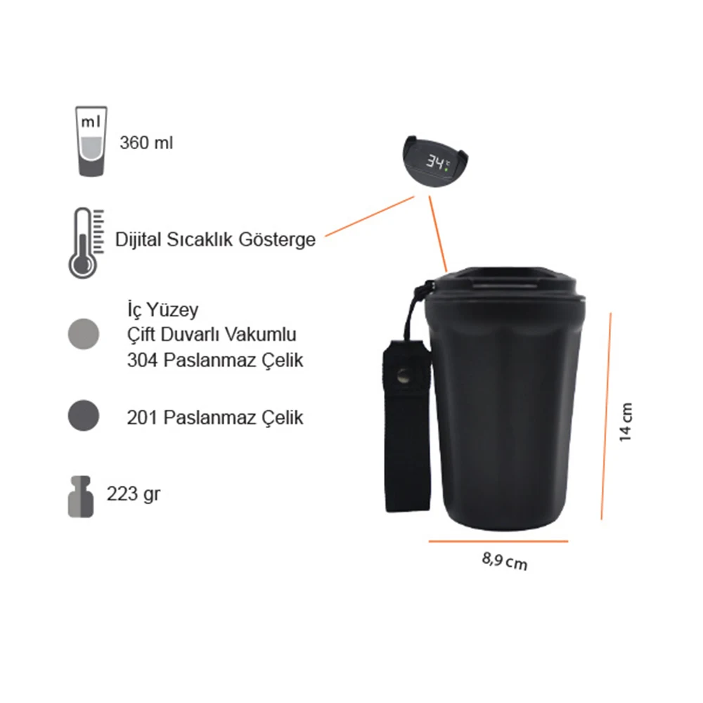 Dereceli Termos Bardak 360 ml